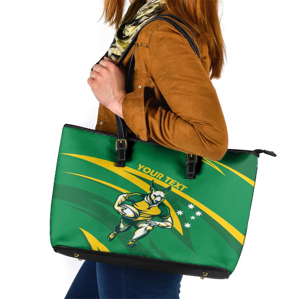 Personalized Australia Rugby Champion Leather Tote Bag Wallabies Mascot with Sporty Style LT9