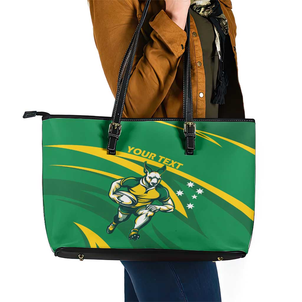 Personalized Australia Rugby Champion Leather Tote Bag Wallabies Mascot with Sporty Style LT9