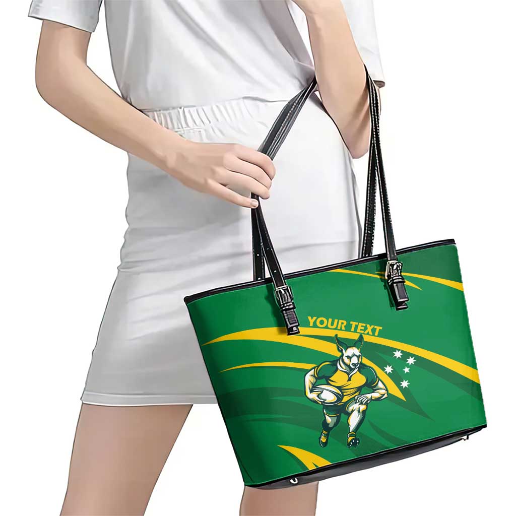 Personalized Australia Rugby Champion Leather Tote Bag Wallabies Mascot with Sporty Style LT9