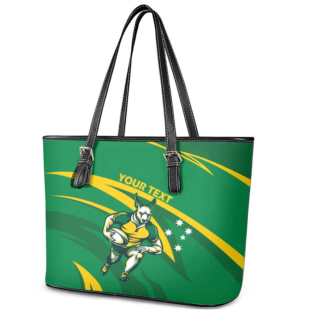 Personalized Australia Rugby Champion Leather Tote Bag Wallabies Mascot with Sporty Style LT9