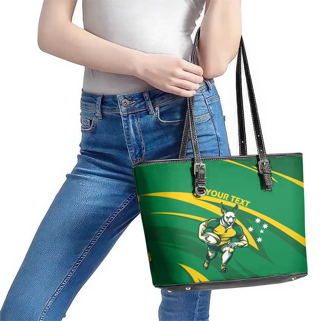 Personalized Australia Rugby Champion Leather Tote Bag Wallabies Mascot with Sporty Style LT9