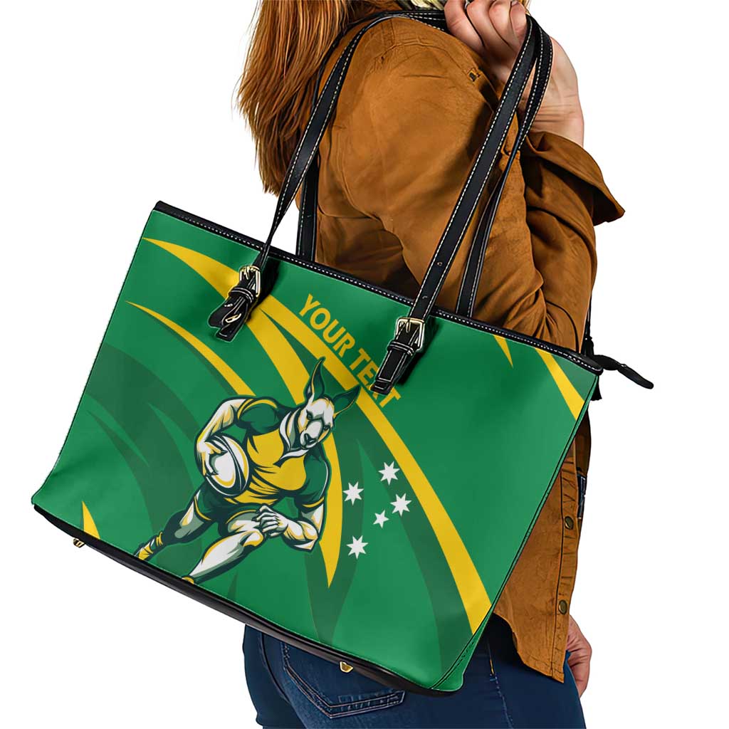 Personalized Australia Rugby Champion Leather Tote Bag Wallabies Mascot with Sporty Style LT9