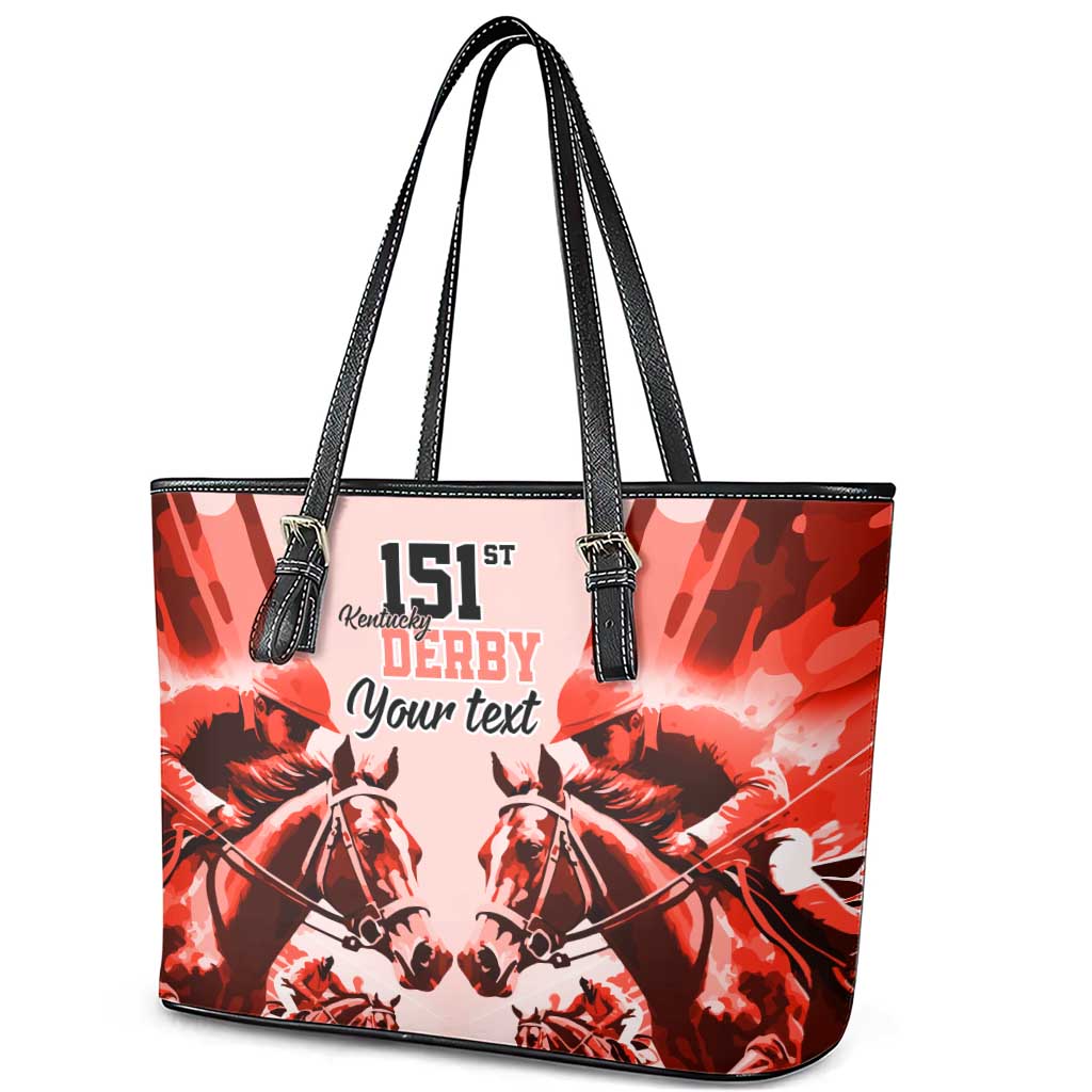 Personalized Kentucky Horse Racing Leather Tote Bag Happy 151st Anniversary Red Style LT9