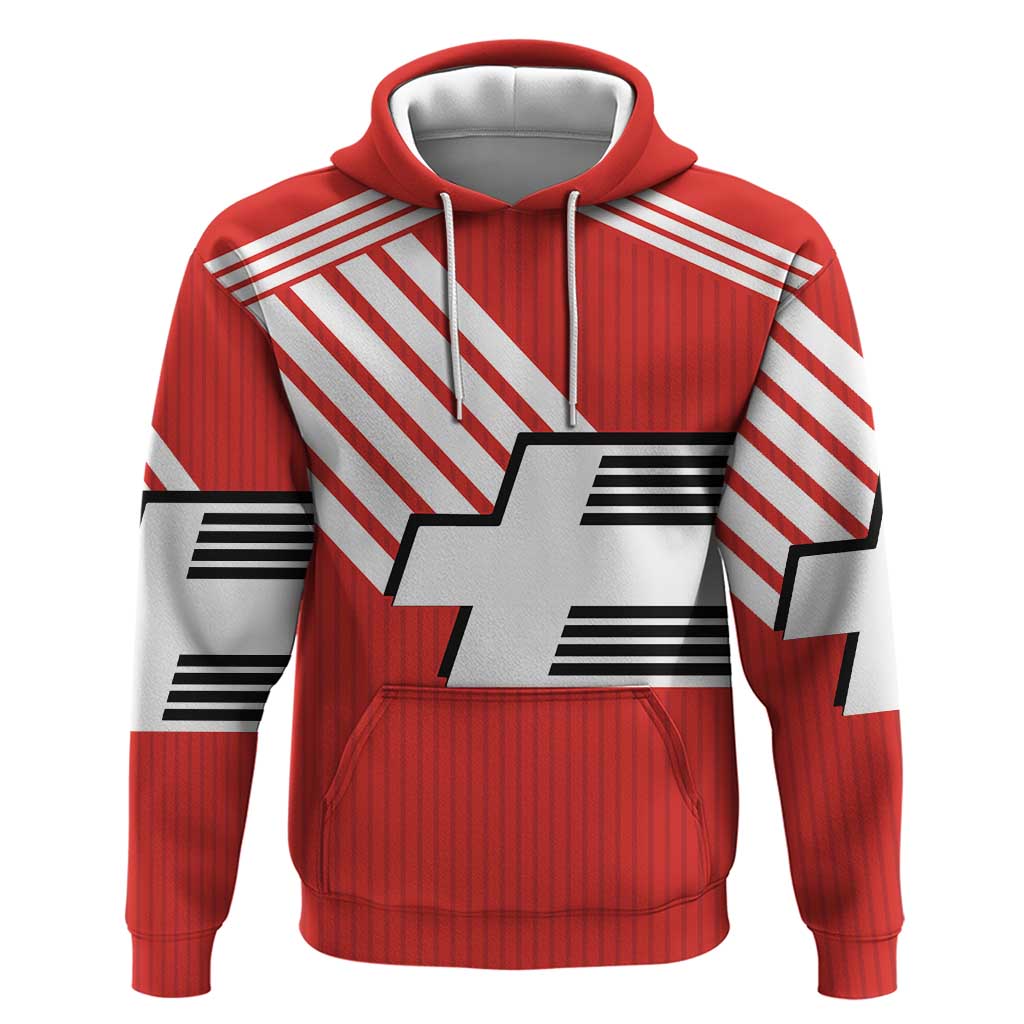 Swiss Football Custom Hoodie 1990-1992 Retro Red Switzerland Vintage LT9