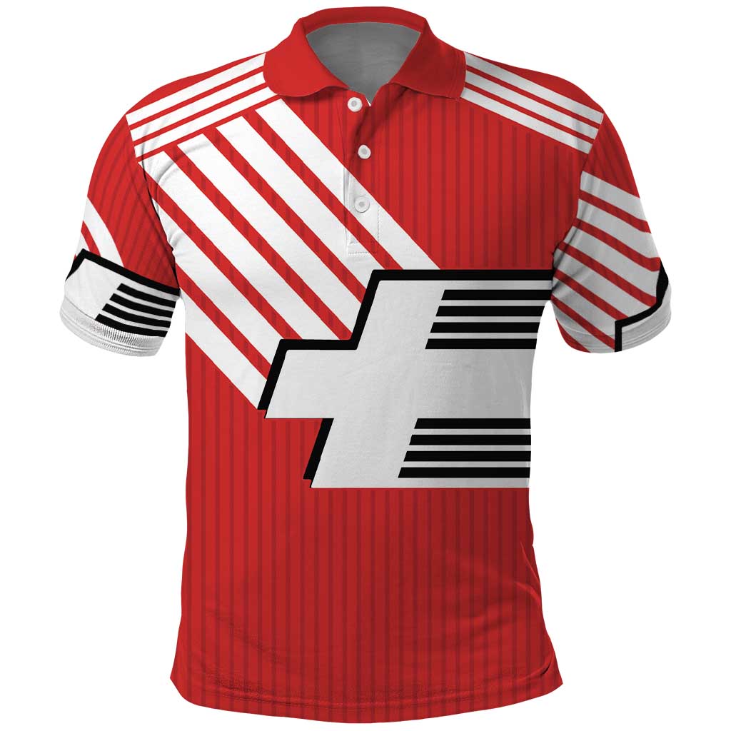 Swiss Football Custom Polo Shirt 1990-1992 Retro Red Switzerland Vintage LT9