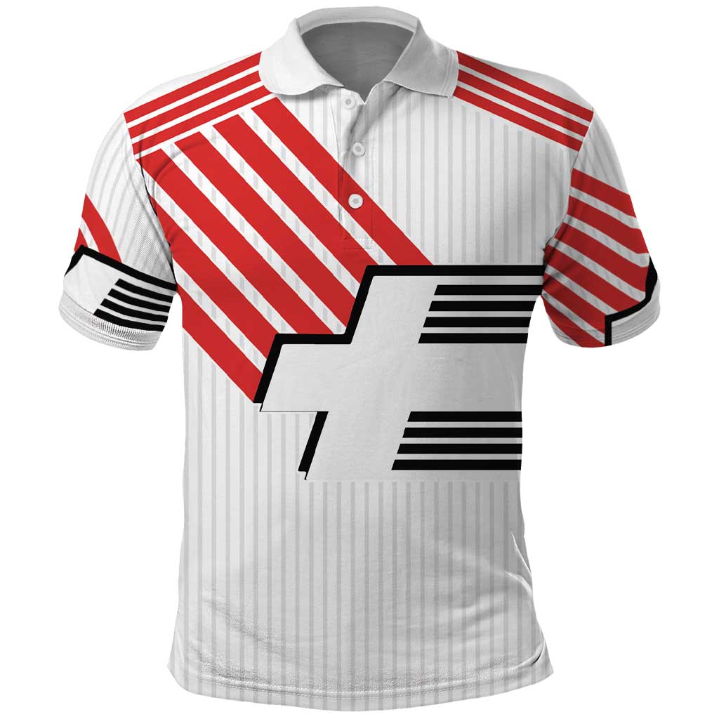 Swiss Football Custom Polo Shirt 1990-1992 Retro White Switzerland Vintage LT9