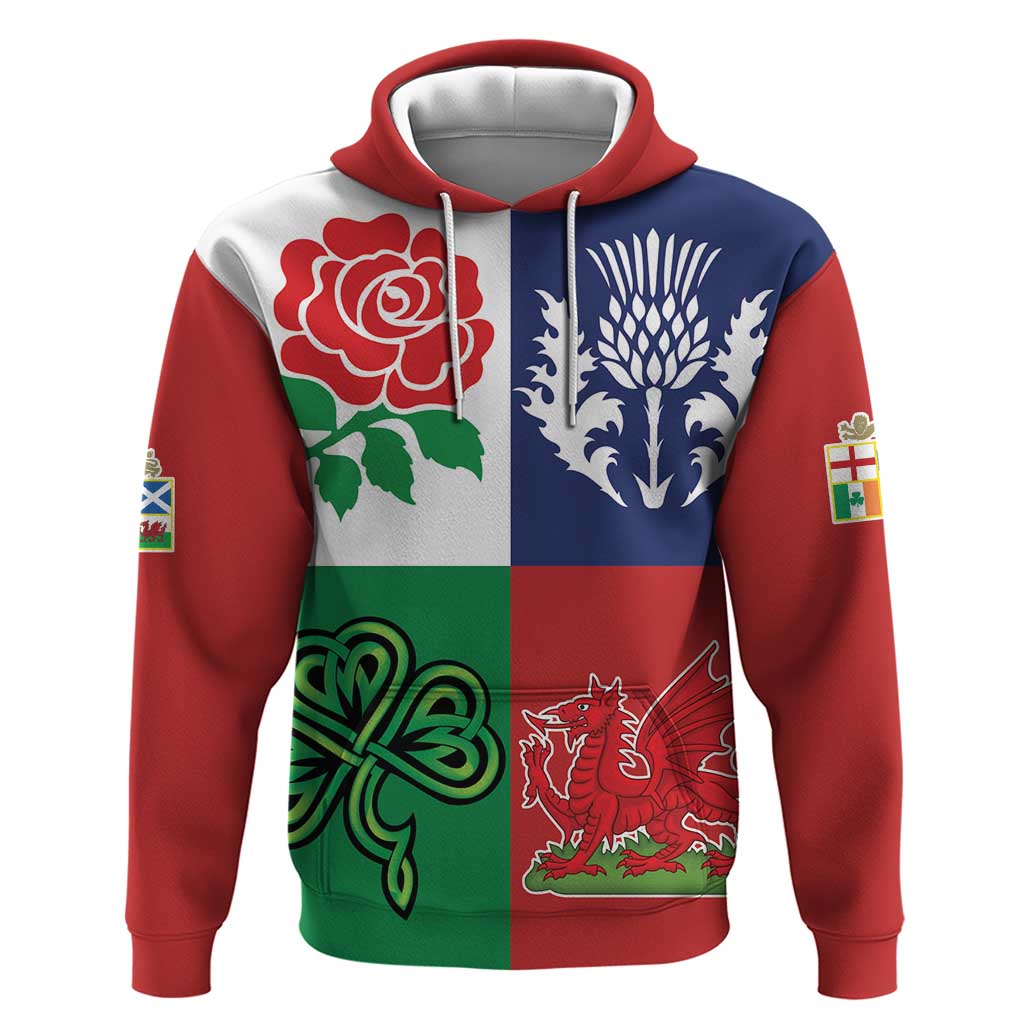Custom British Lions Hoodie Combination of England Irish Scottish Welsh LT9