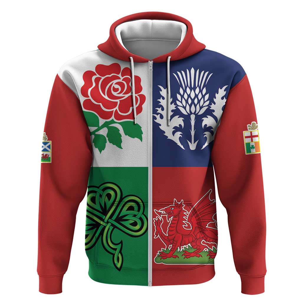 Custom British Lions Hoodie Combination of England Irish Scottish Welsh LT9