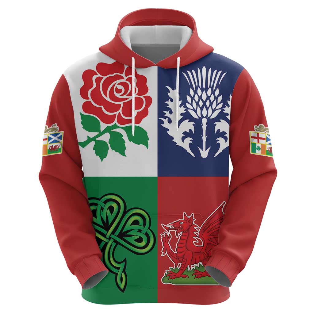 Custom British Lions Hoodie Combination of England Irish Scottish Welsh LT9