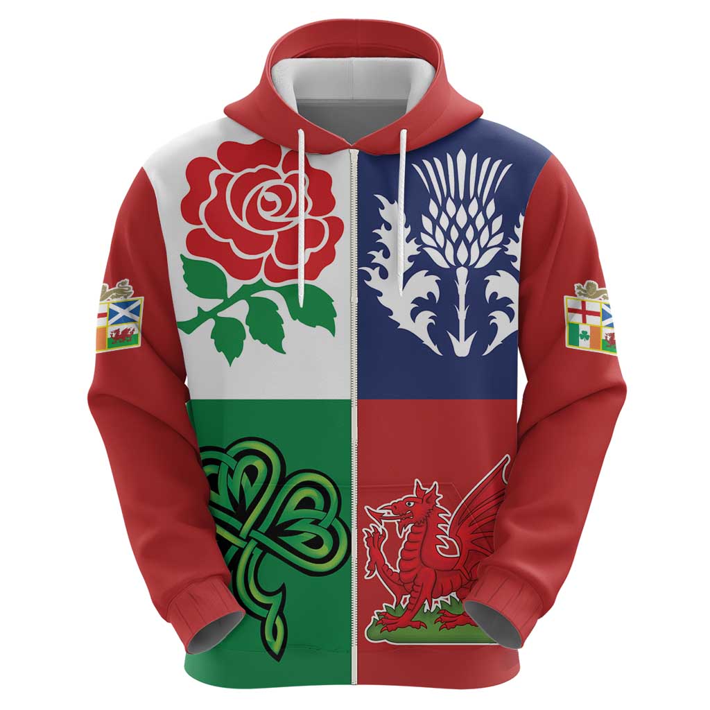 Custom British Lions Hoodie Combination of England Irish Scottish Welsh LT9
