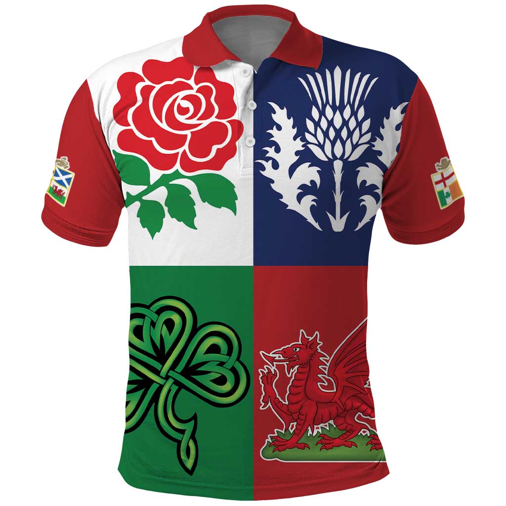 Custom British Lions Polo Shirt Combination of England Irish Scottish Welsh LT9