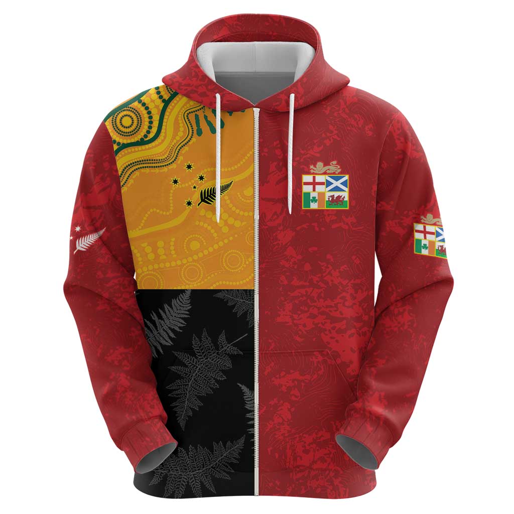 Custom British Lions-AUNZ Hoodie Australia-New Zealand Indigenous Motif LT9