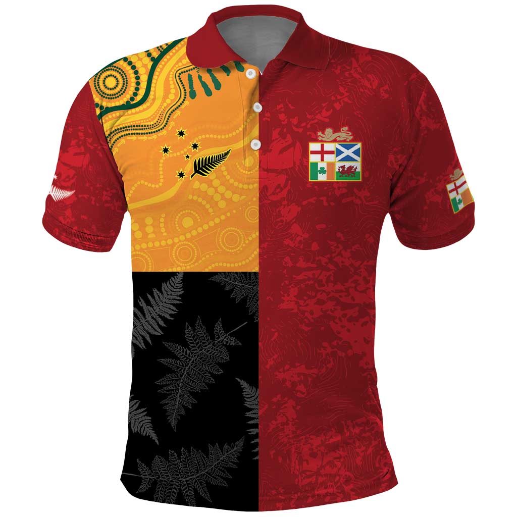 Custom British Lions-AUNZ Polo Shirt Australia-New Zealand Indigenous Motif LT9