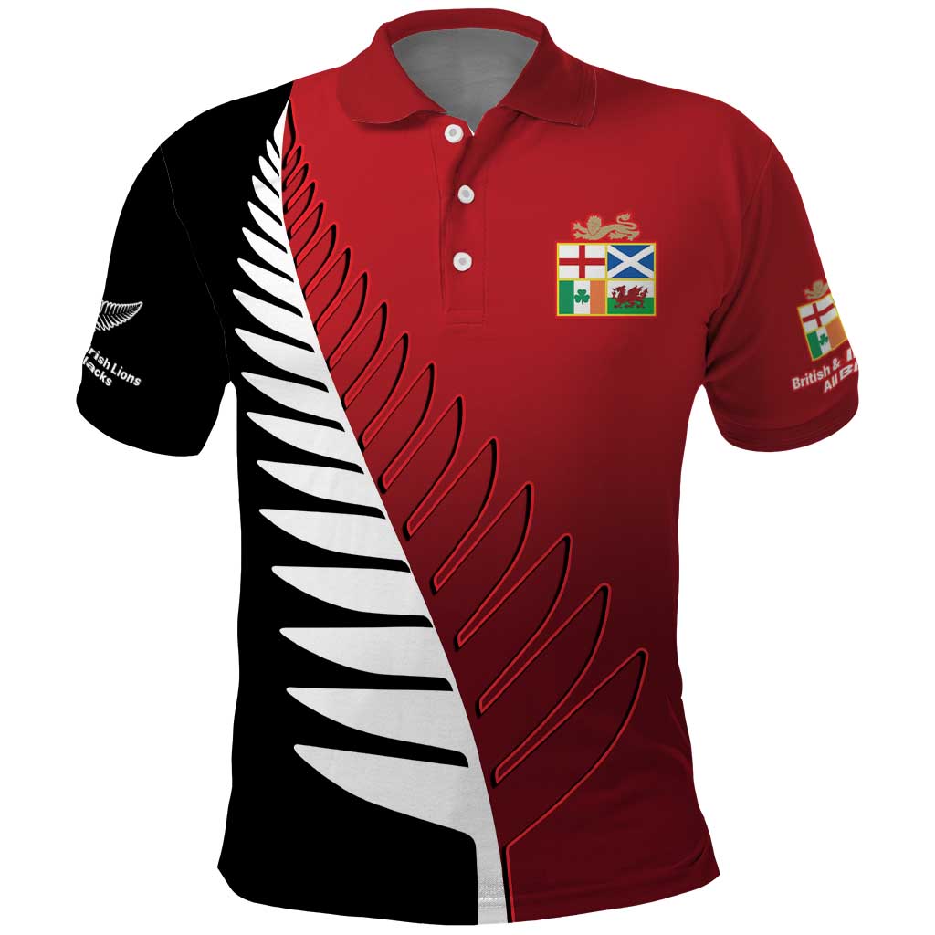 Custom British Lions New Zealand Polo Shirt Half Black Fern LT9