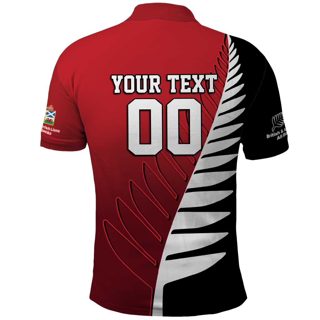 Custom British Lions New Zealand Polo Shirt Half Black Fern LT9