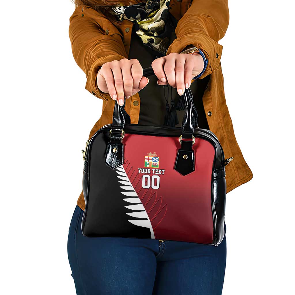 Custom British Lions New Zealand Shoulder Handbag Half Black Fern LT9