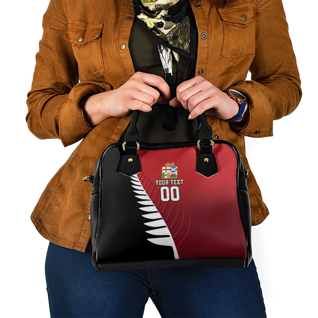 Custom British Lions New Zealand Shoulder Handbag Half Black Fern LT9