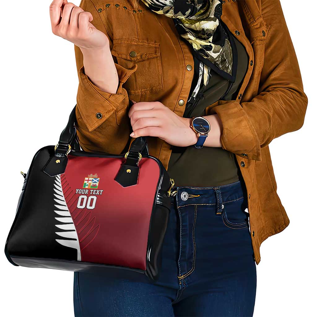 Custom British Lions New Zealand Shoulder Handbag Half Black Fern LT9