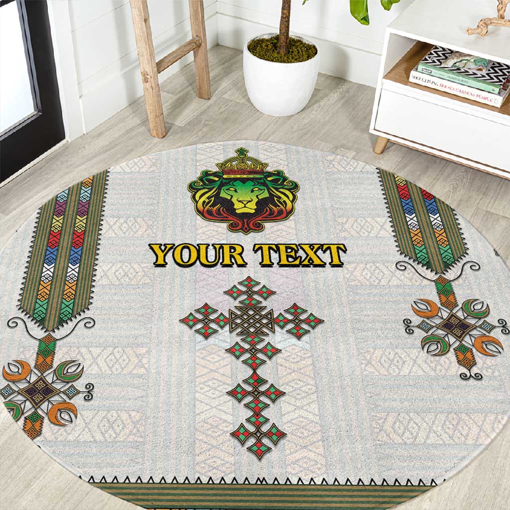 Personalized Ethiopia Lion Of Judah Round Carpet Tibeb Style LT9