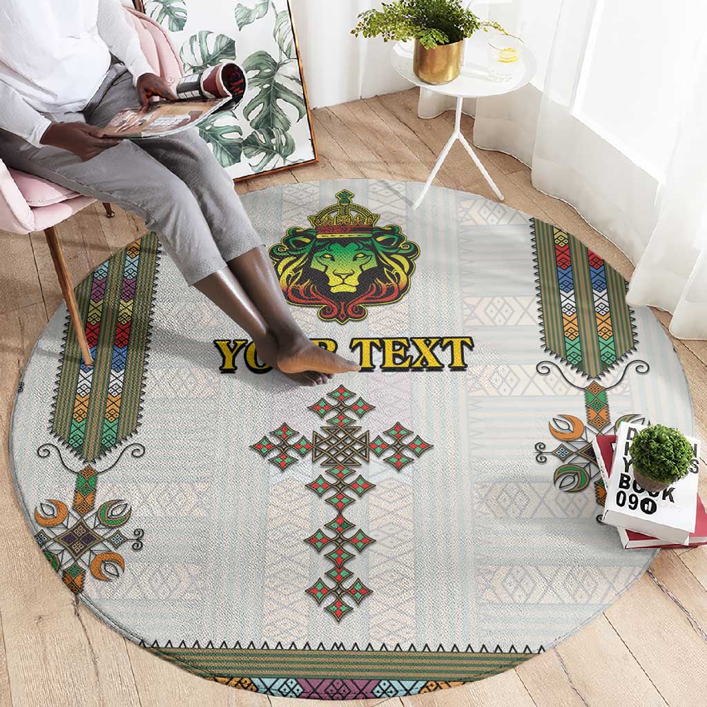 Personalized Ethiopia Lion Of Judah Round Carpet Tibeb Style LT9