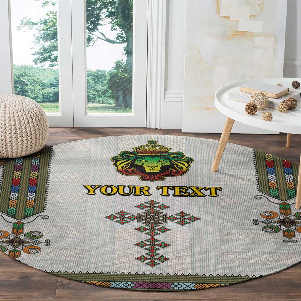 Personalized Ethiopia Lion Of Judah Round Carpet Tibeb Style LT9