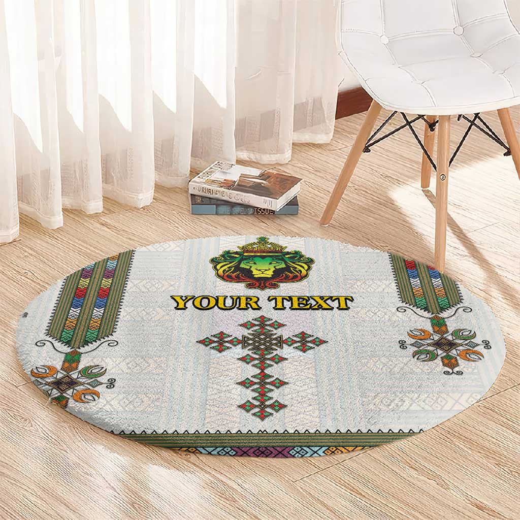 Personalized Ethiopia Lion Of Judah Round Carpet Tibeb Style LT9