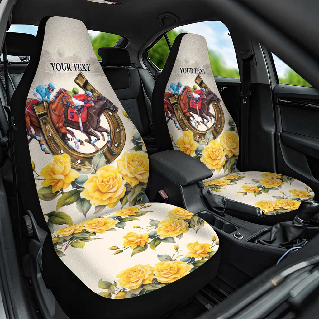Melbourne Horse Racing Personalised Car Seat Cover Australian Horse With Yellow Roses LT9