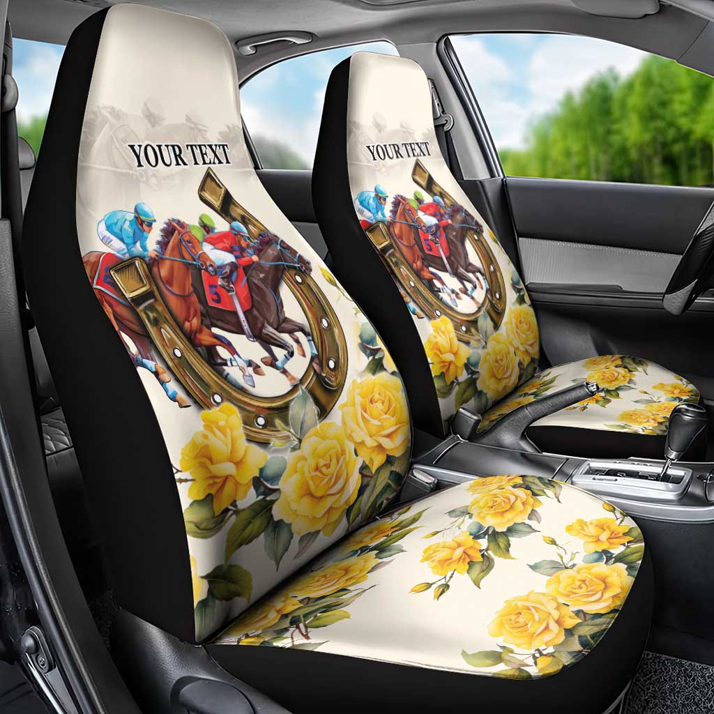 Melbourne Horse Racing Personalised Car Seat Cover Australian Horse With Yellow Roses LT9