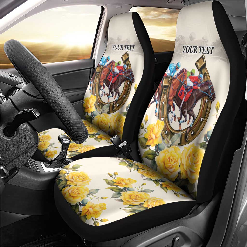 Melbourne Horse Racing Personalised Car Seat Cover Australian Horse With Yellow Roses LT9