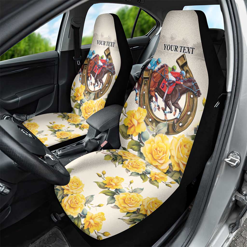 Melbourne Horse Racing Personalised Car Seat Cover Australian Horse With Yellow Roses LT9