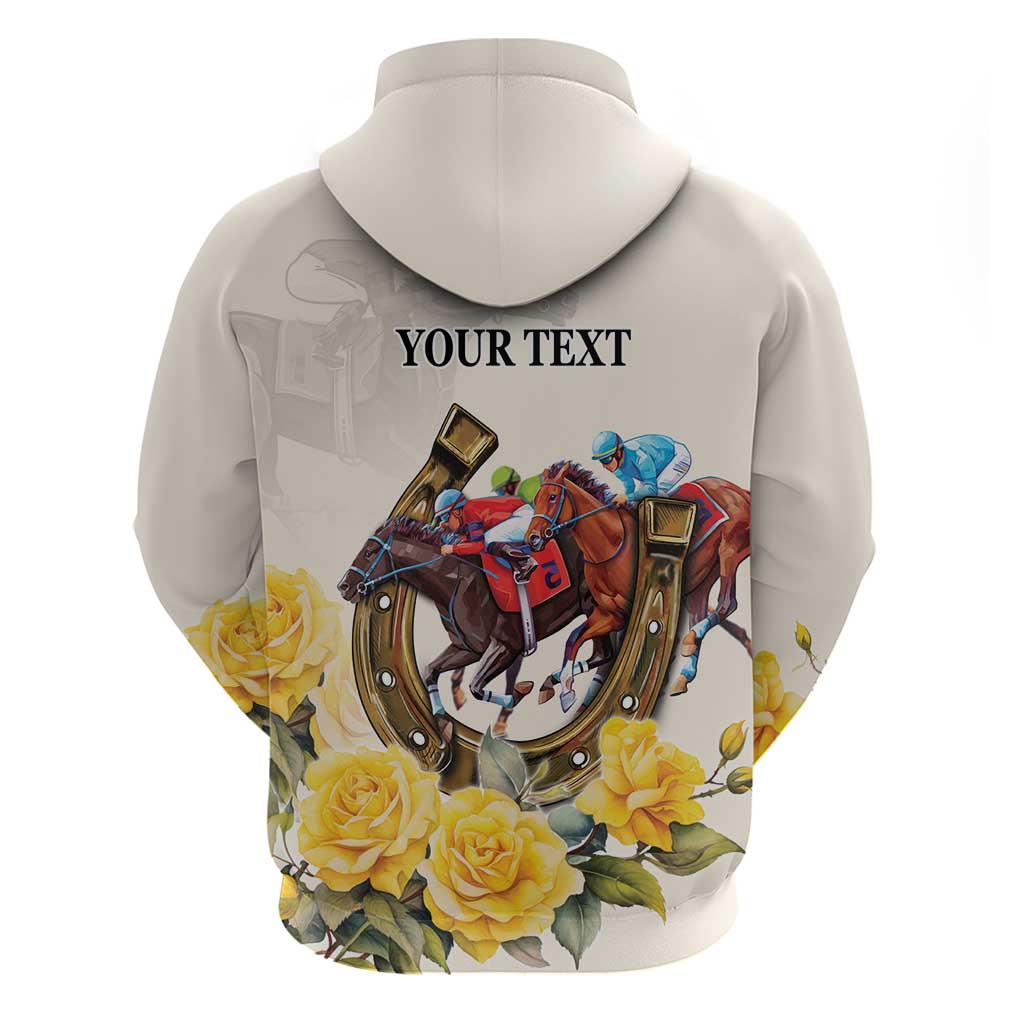 Melbourne Horse Racing Personalised Hoodie Australian Horse With Yellow Roses LT9