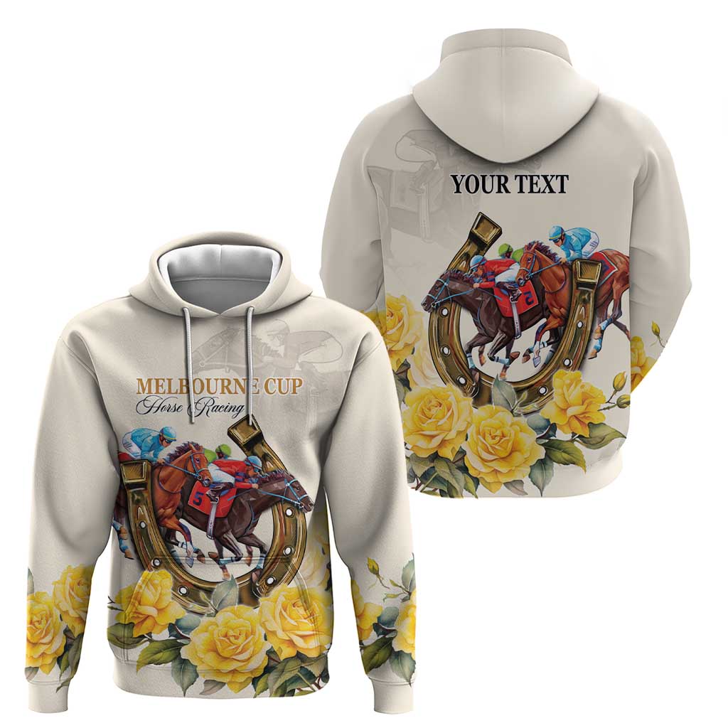 Melbourne Horse Racing Personalised Hoodie Australian Horse With Yellow Roses LT9