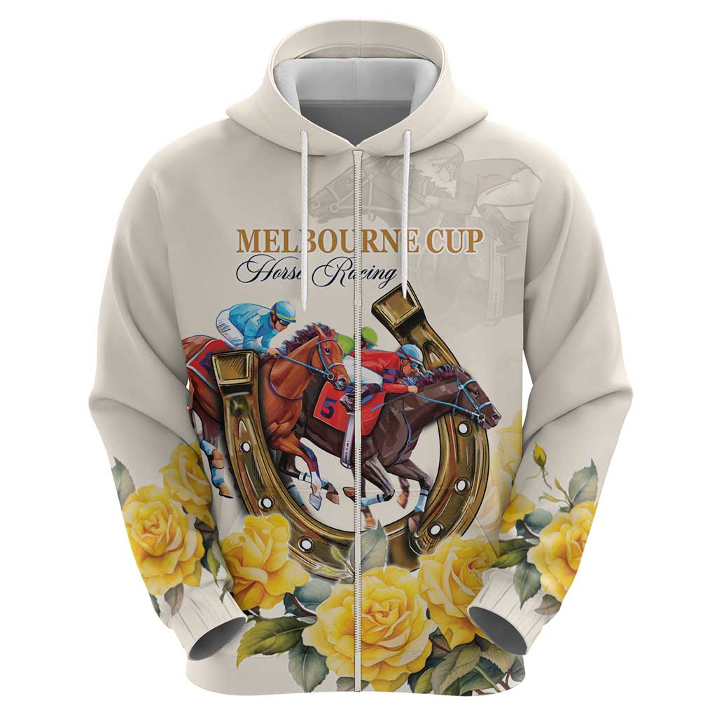 Melbourne Horse Racing Personalised Hoodie Australian Horse With Yellow Roses LT9