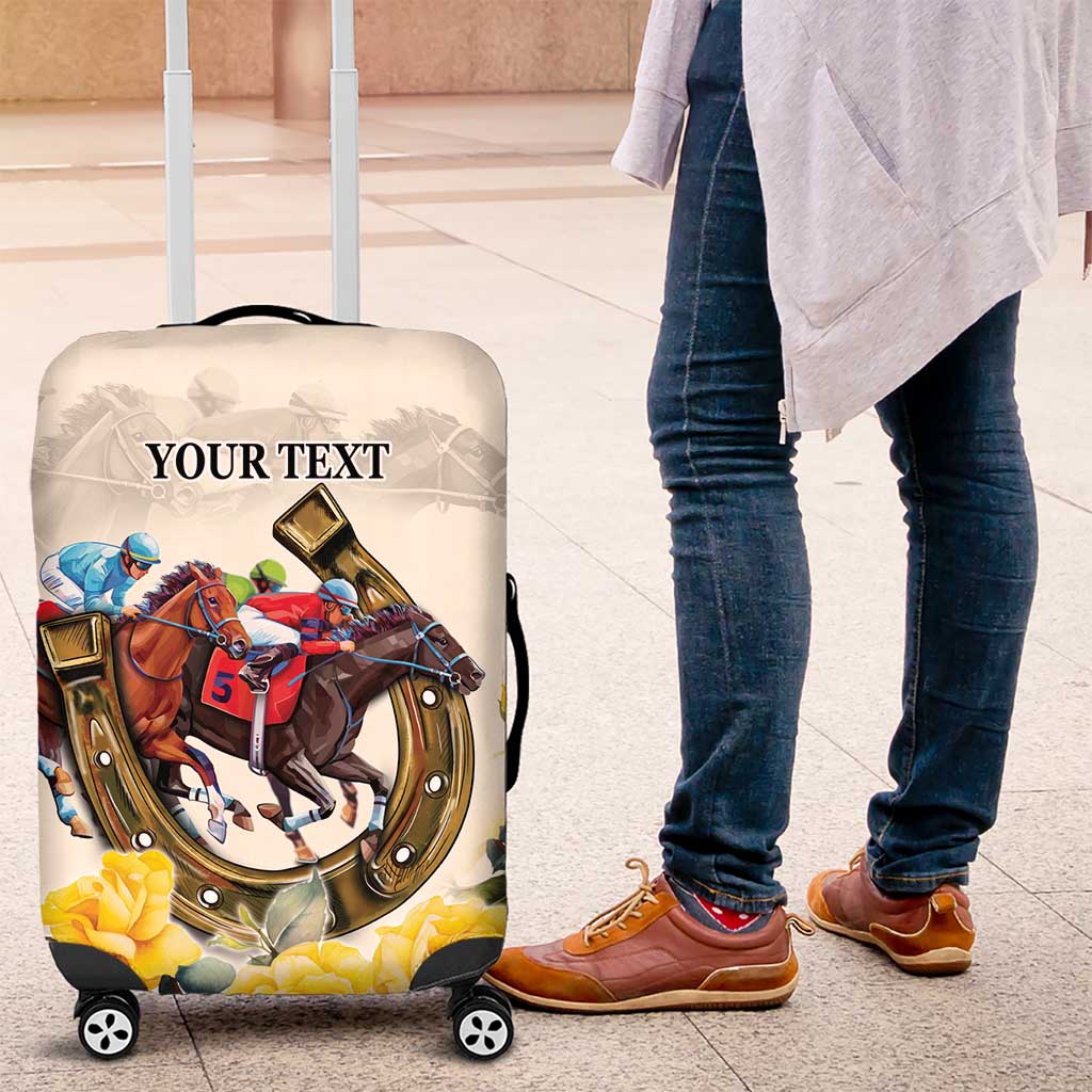 Melbourne Horse Racing Personalised Luggage Cover Australian Horse With Yellow Roses LT9