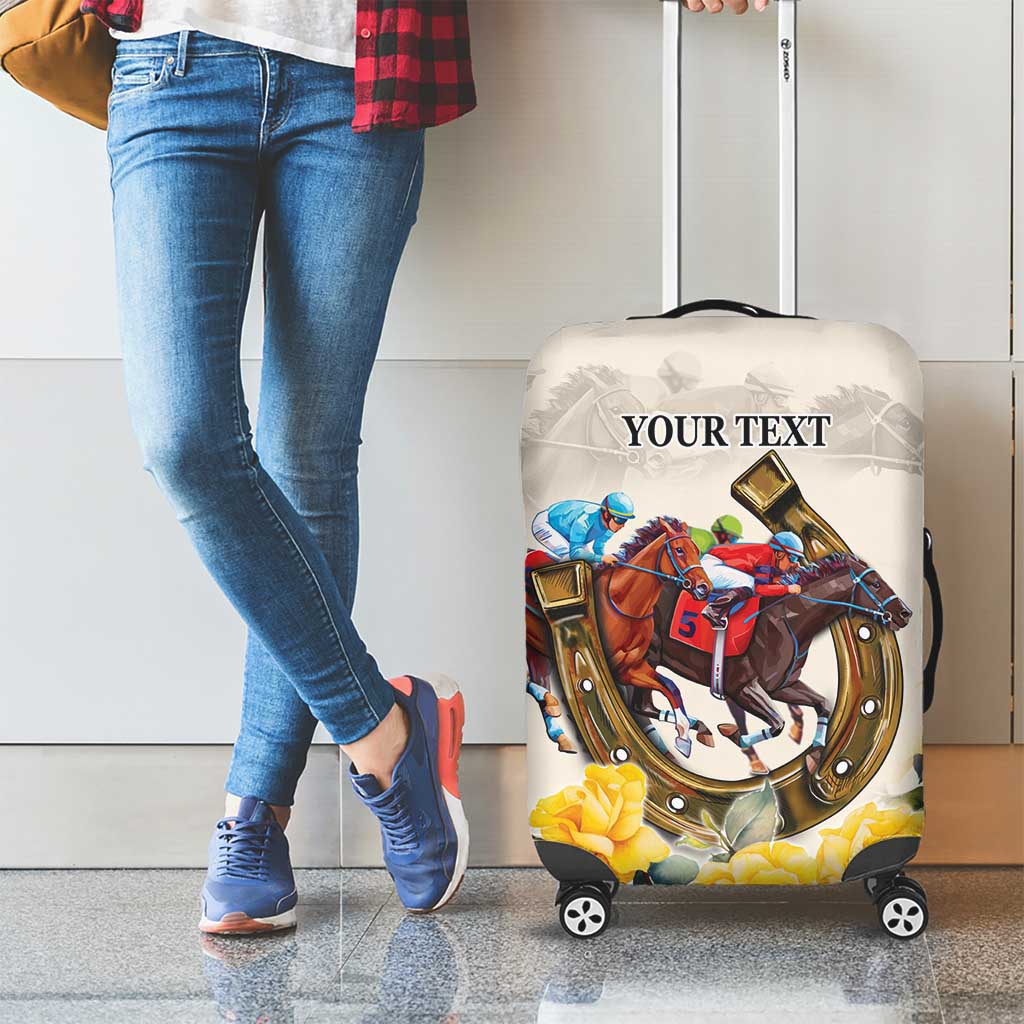 Melbourne Horse Racing Personalised Luggage Cover Australian Horse With Yellow Roses LT9
