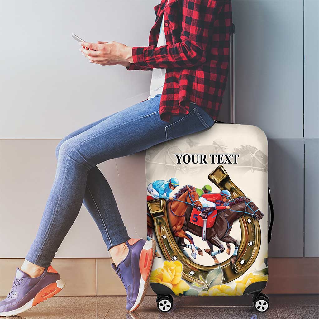 Melbourne Horse Racing Personalised Luggage Cover Australian Horse With Yellow Roses LT9