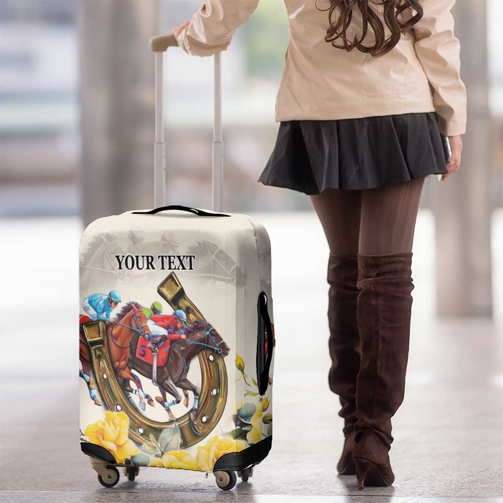 Melbourne Horse Racing Personalised Luggage Cover Australian Horse With Yellow Roses LT9