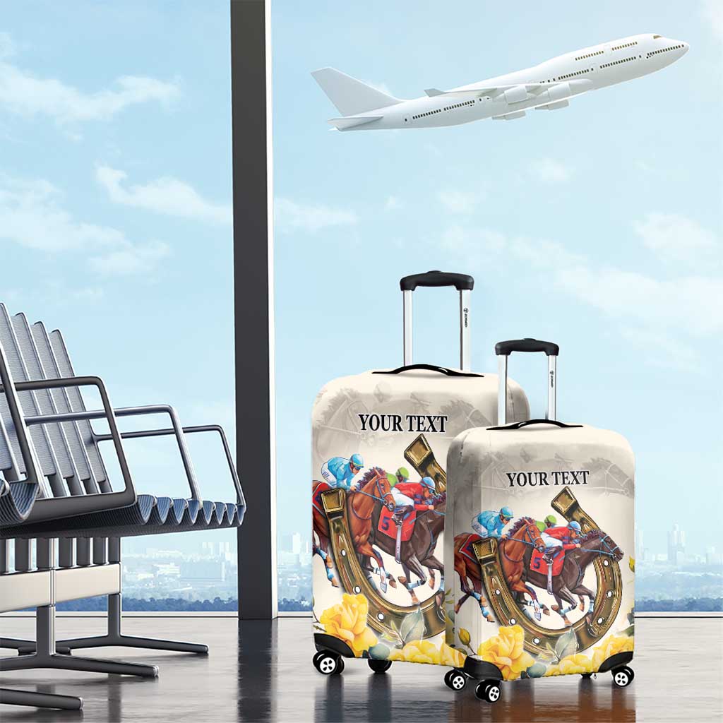 Melbourne Horse Racing Personalised Luggage Cover Australian Horse With Yellow Roses LT9