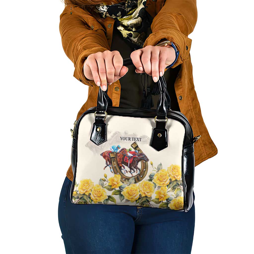 Melbourne Horse Racing Personalised Shoulder Handbag Australian Horse With Yellow Roses LT9