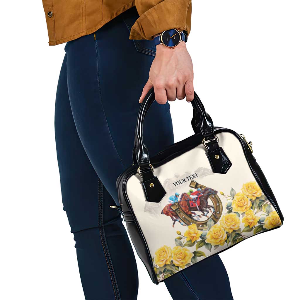 Melbourne Horse Racing Personalised Shoulder Handbag Australian Horse With Yellow Roses LT9