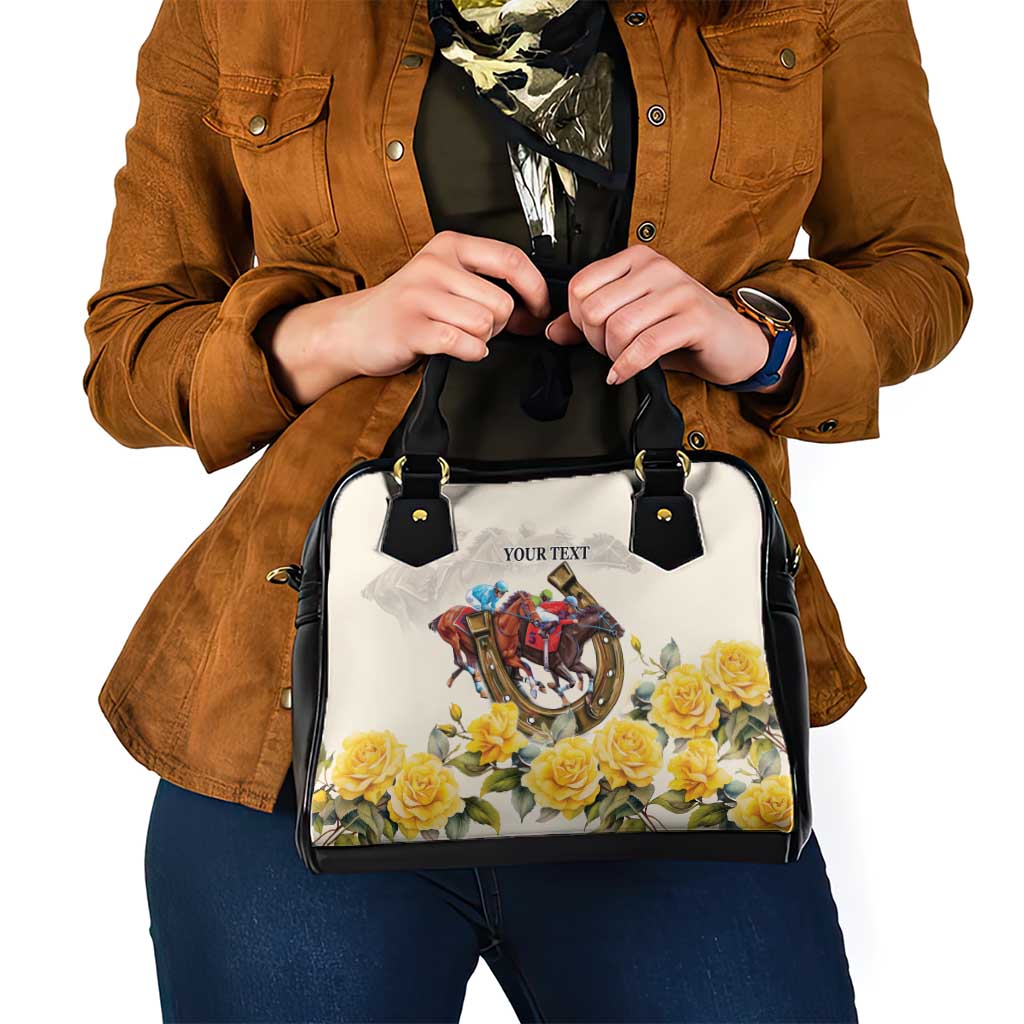 Melbourne Horse Racing Personalised Shoulder Handbag Australian Horse With Yellow Roses LT9