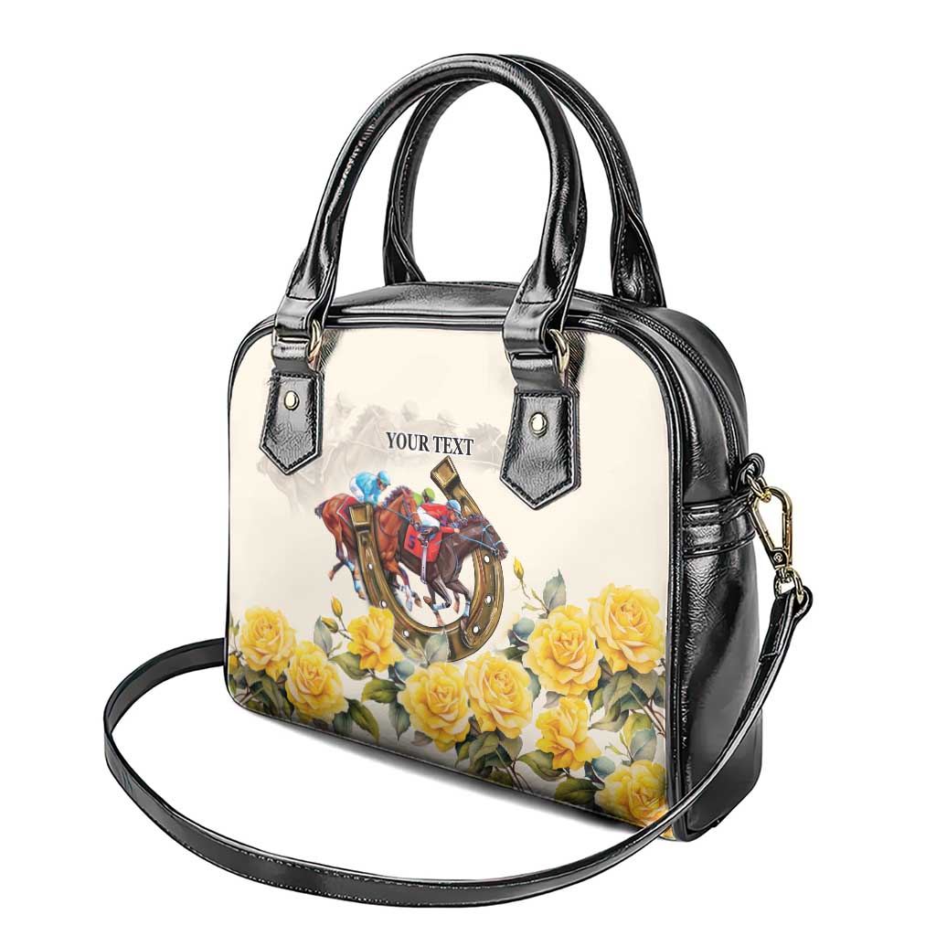 Melbourne Horse Racing Personalised Shoulder Handbag Australian Horse With Yellow Roses LT9