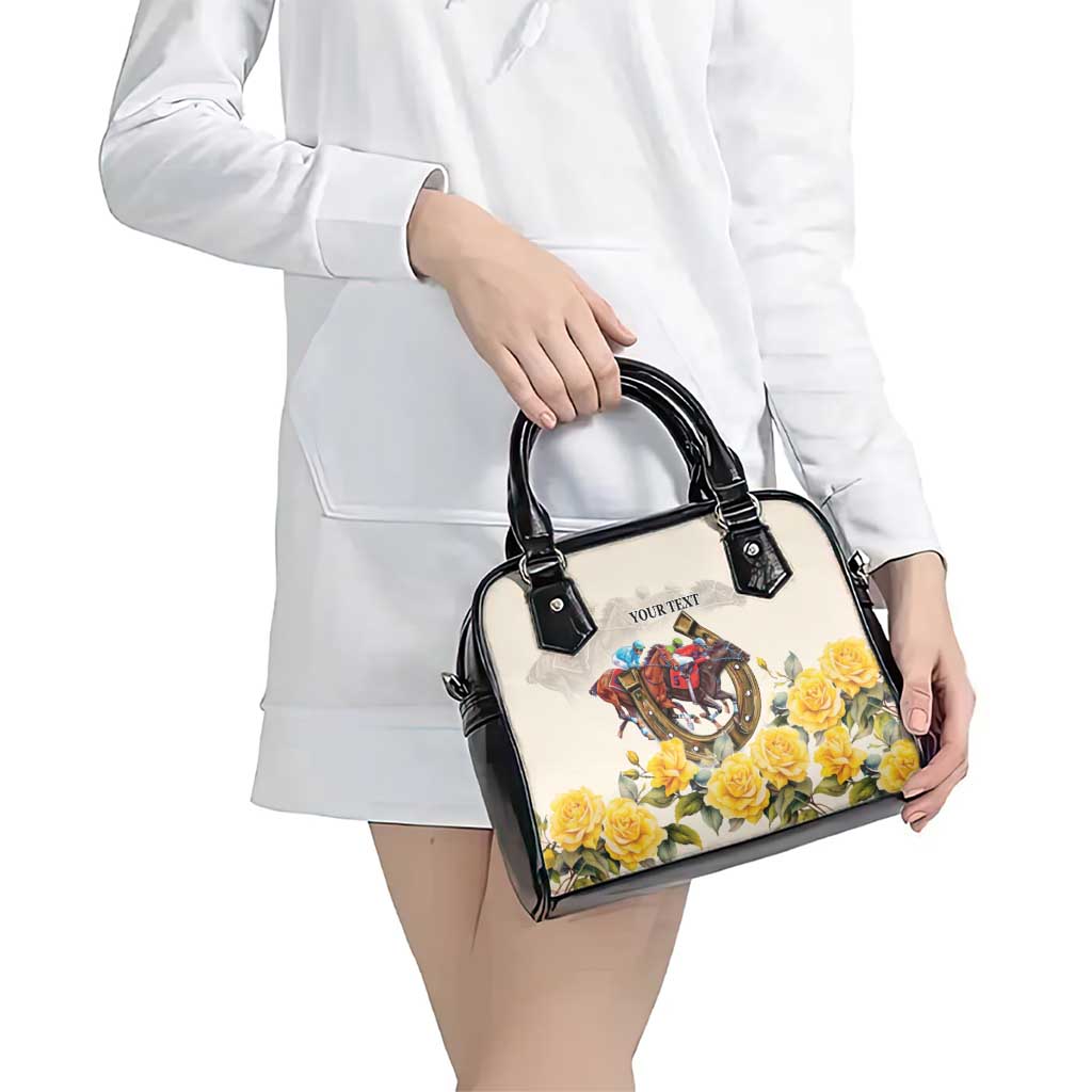 Melbourne Horse Racing Personalised Shoulder Handbag Australian Horse With Yellow Roses LT9