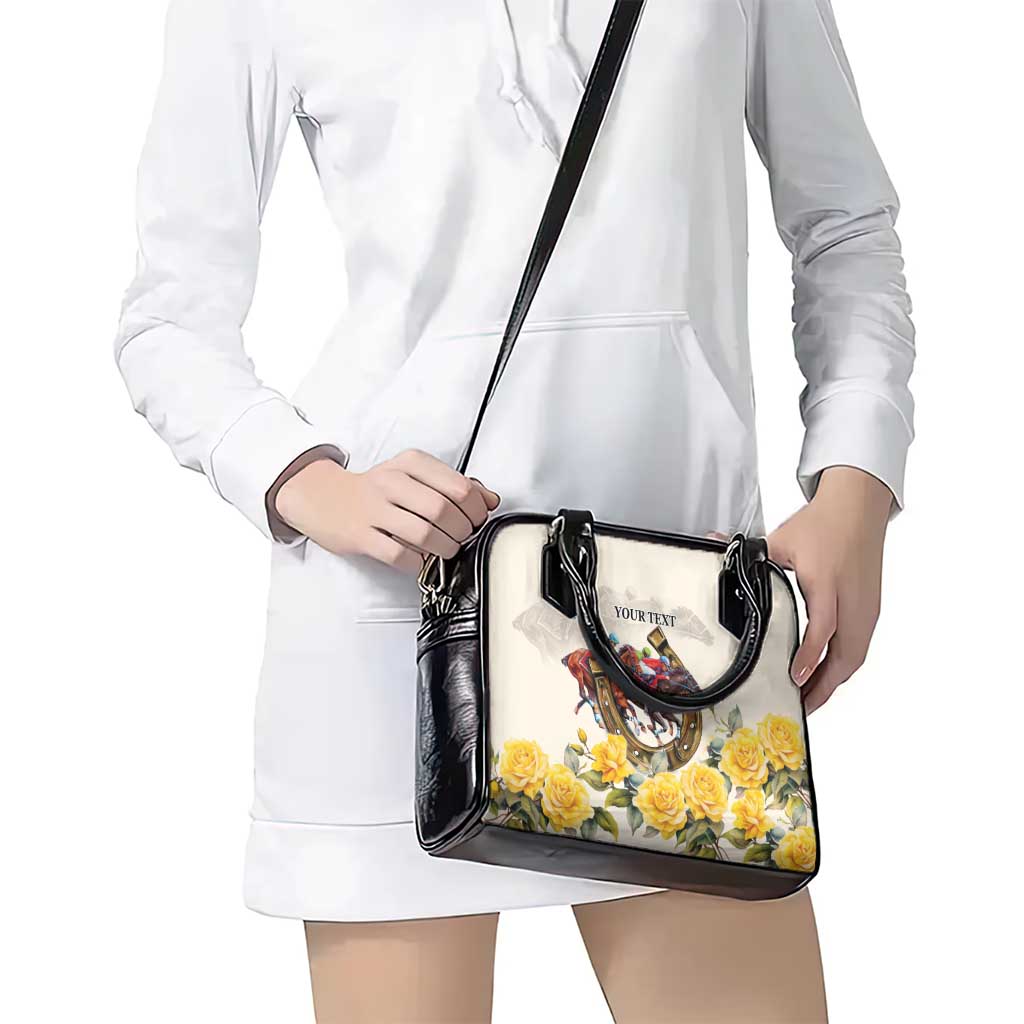 Melbourne Horse Racing Personalised Shoulder Handbag Australian Horse With Yellow Roses LT9