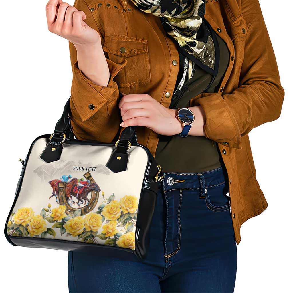 Melbourne Horse Racing Personalised Shoulder Handbag Australian Horse With Yellow Roses LT9
