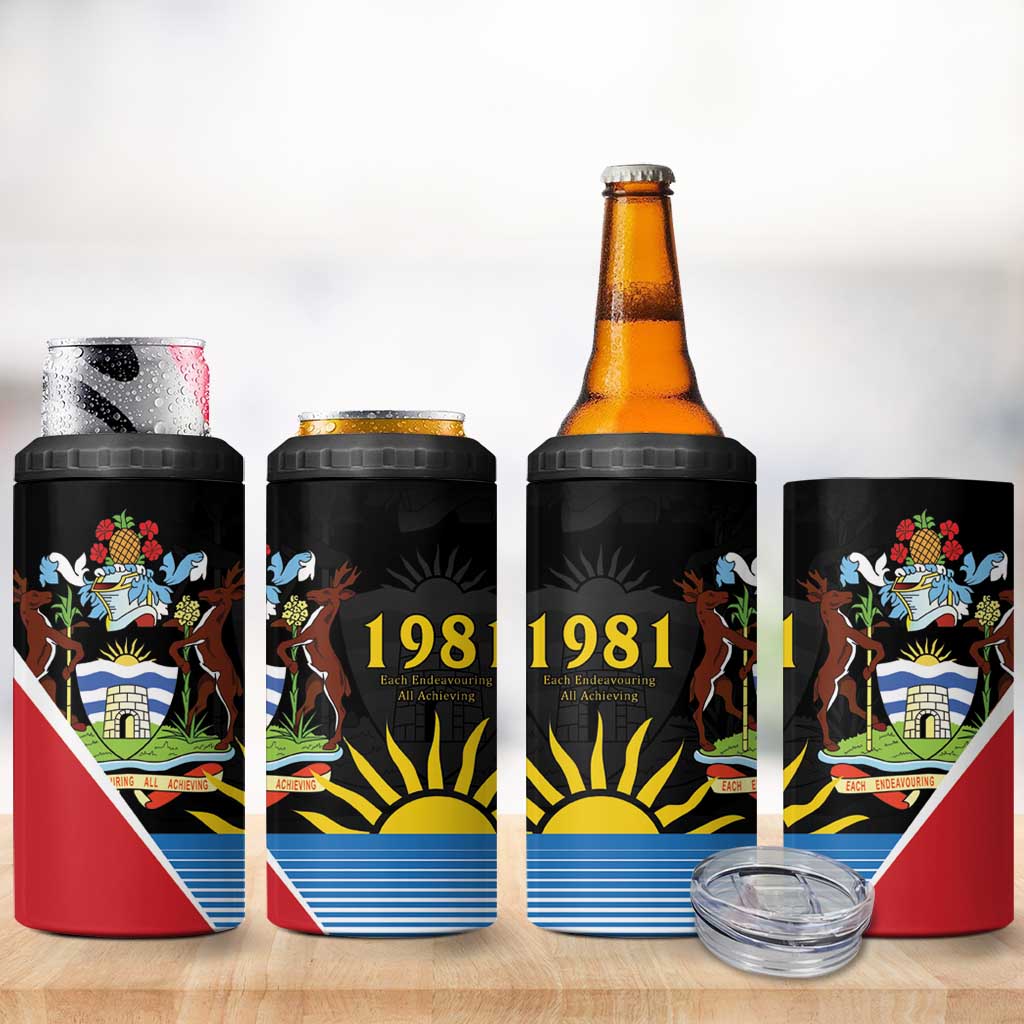 Afro-Antiguans and Barbudans 1981 4 in 1 Can Cooler Tumbler Each Endeavouring All Achieving LT9