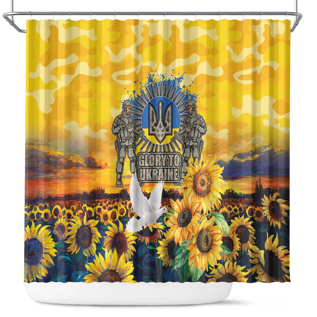 Glory to Ukraine Shower Curtain Sunflower Field Modern Art LT9