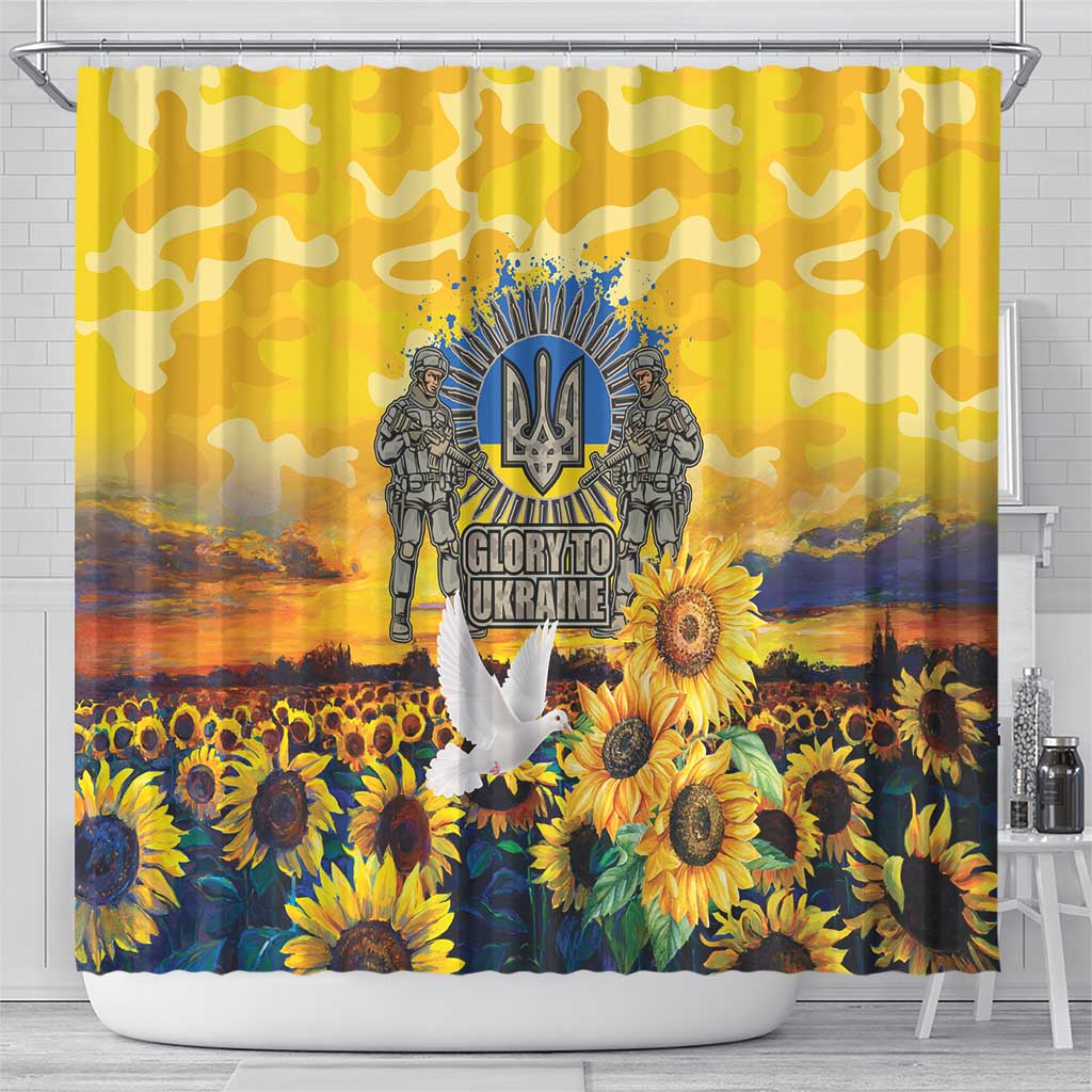 Glory to Ukraine Shower Curtain Sunflower Field Modern Art LT9