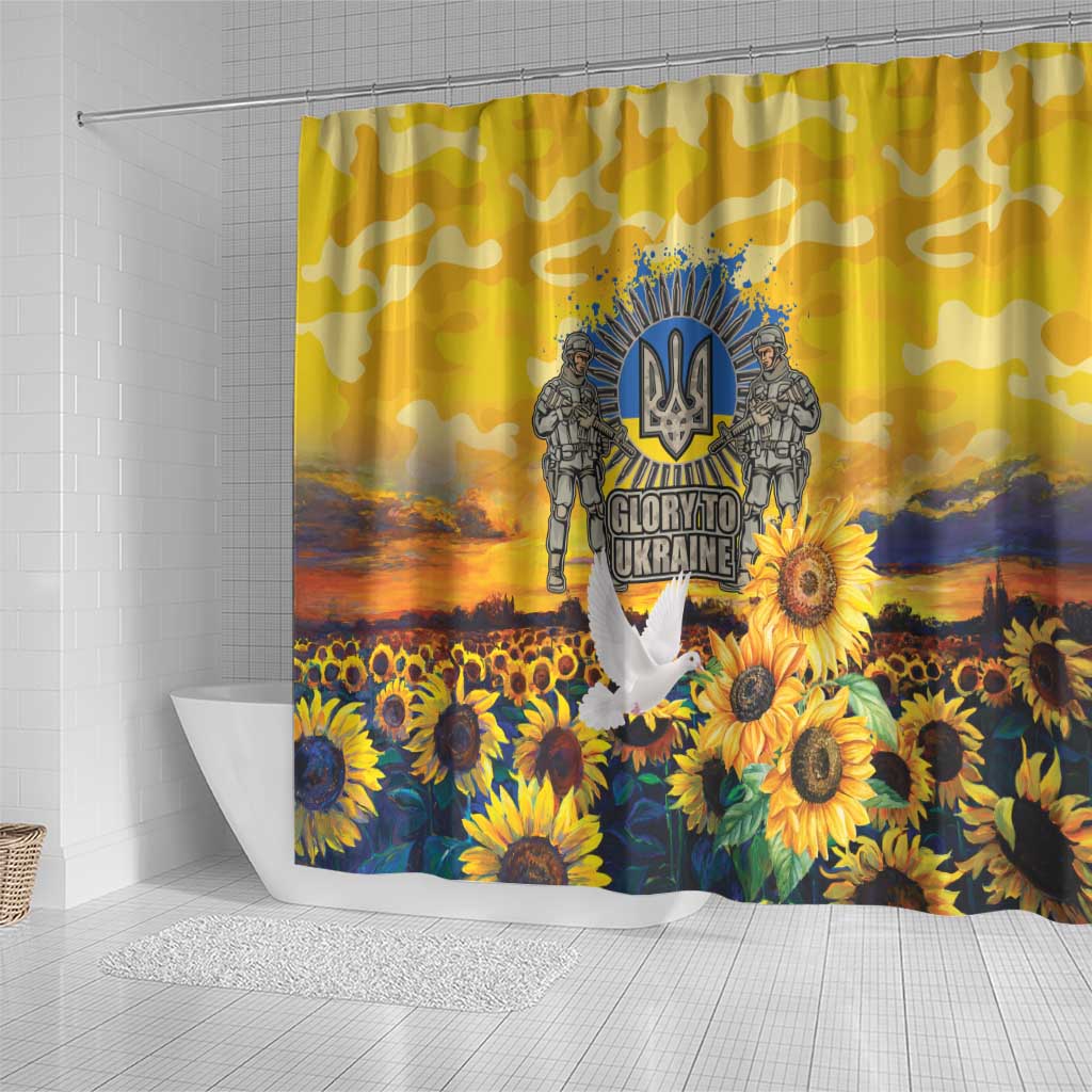Glory to Ukraine Shower Curtain Sunflower Field Modern Art LT9