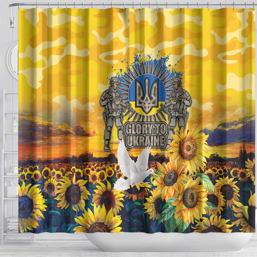 Glory to Ukraine Shower Curtain Sunflower Field Modern Art LT9